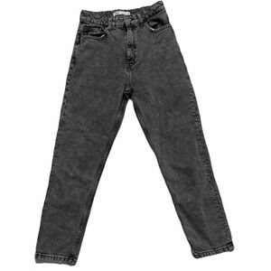 Zara Women's Straight Leg High Rise Jeans Size 4/5 Faded Black Distressed